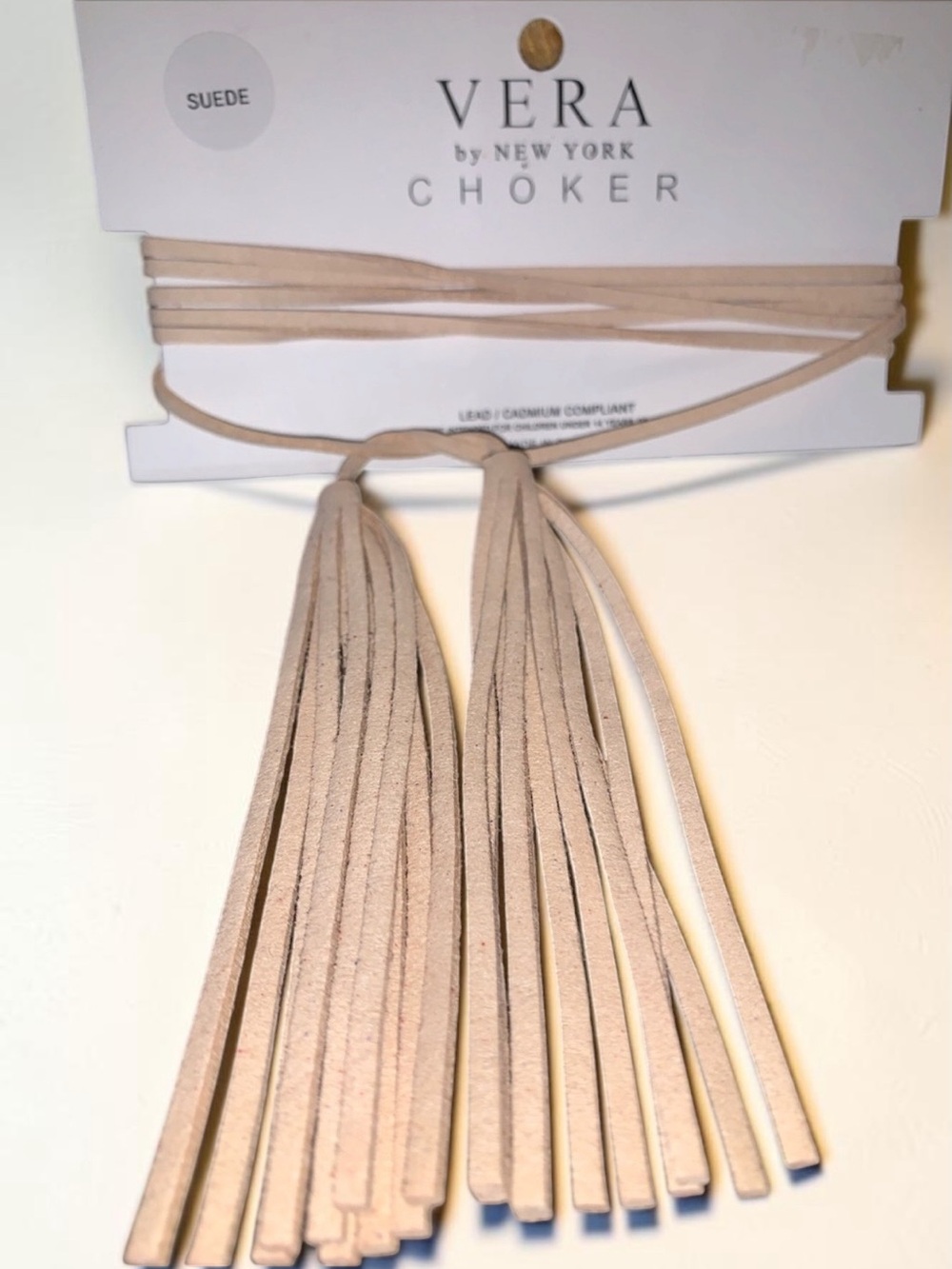 Vera Suede Tassel Wrap Choker in Nude